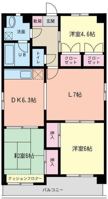 ラ・コリーナ(3LDK/3階)の間取り写真