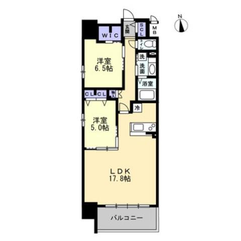 S-RESIDENCE瓦町駅ALO(2LDK/14階)の間取り写真