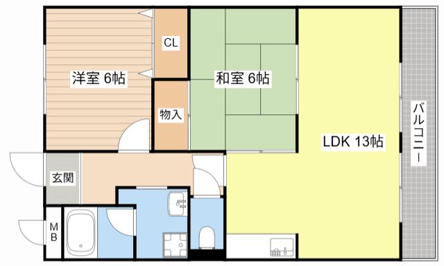 RIVER ANNE(2LDK/5階)の間取り写真