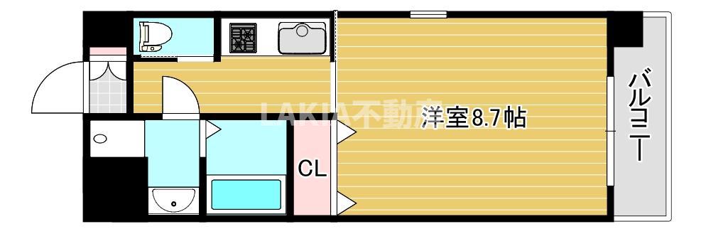 フォレストガーデン成育II(1K/6階)の間取り写真