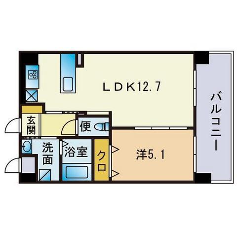 AQUALIA千早(1LDK/8階)の間取り写真