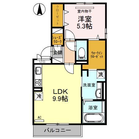 セレンディピティ(1LDK/2階)の間取り写真