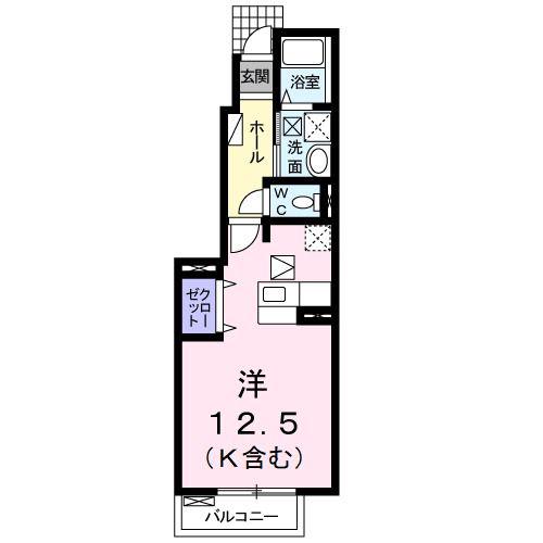 アムール一本木I(ワンルーム/1階)の間取り写真
