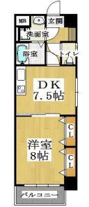 セントアミール南久宝寺(1DK/3階)の間取り写真