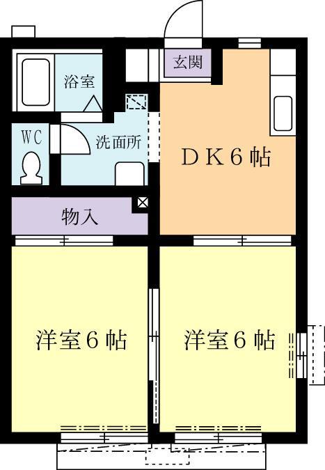 クローバーコート(2DK/1階)の間取り写真