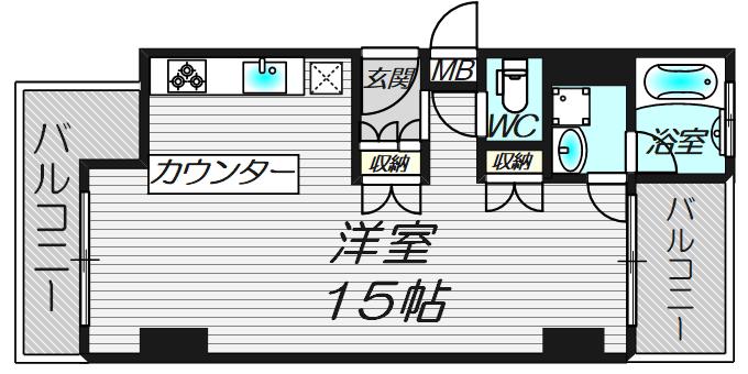 ヒラソール道頓堀(ワンルーム/4階)の間取り写真