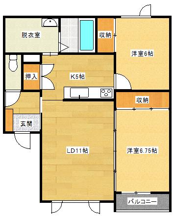 TOWN CLOVER 東81(2LDK/3階)の間取り写真