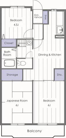 パラシオン糀屋(3DK/1階)の間取り写真