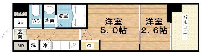 セレニテ難波グランデノール(1DK/3階)の間取り写真