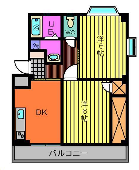 ルナコーポ園田B(2DK/3階)の間取り写真