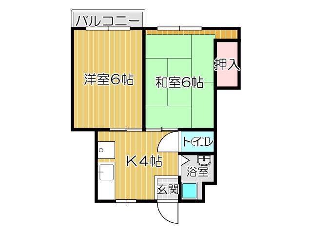 子籠ビル(2DK/4階)の間取り写真