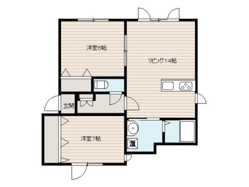 ピアドミールI(2LDK/1階)の間取り写真