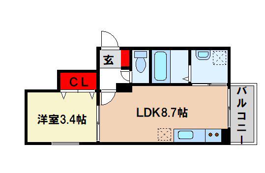 CASAGARDEN 筑紫野(1LDK/1階)の間取り写真