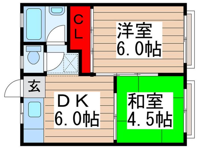 グリーンヒル小倉(2DK/2階)の間取り写真