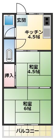 コーポチーズ(2K/3階)の間取り写真
