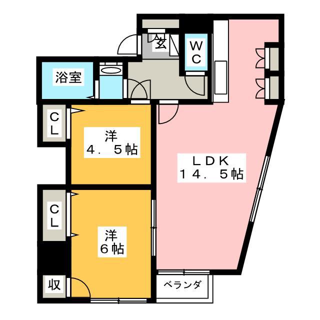 フォレストコート木場(2LDK/5階)の間取り写真