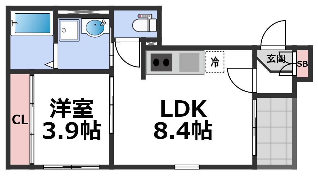 ハーモニーテラス中川西(1LDK/3階)の間取り写真