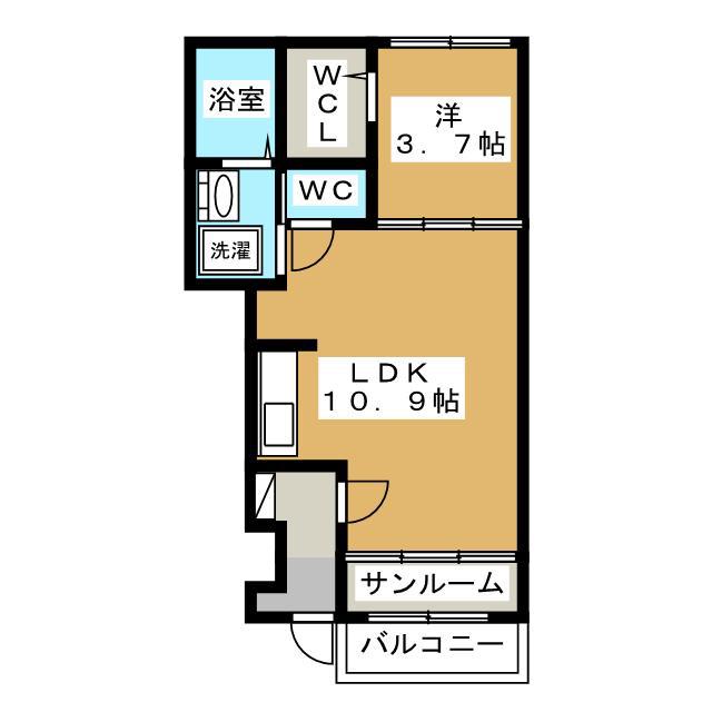 サンライズ・コーポ(1LDK/1階)の間取り写真