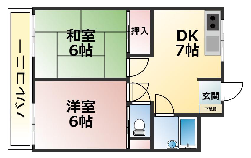 そごうマンション103号(2DK/1階)の間取り写真