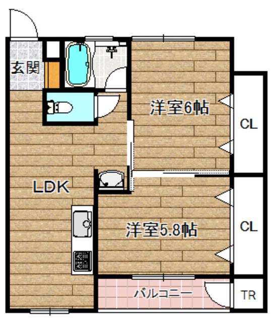 城第一マンション(2LDK/2階)の間取り写真
