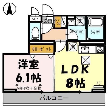 みもざ館 Ⅱ(1LDK/1階)の間取り写真