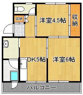 ビレッジハウス小倉南 1号棟(2DK/1階)の間取り写真