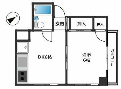 東十条駅前マンション(1DK/3階)の間取り写真