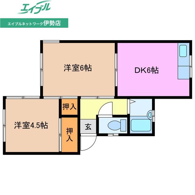 メゾン横山I(2DK/1階)の間取り写真