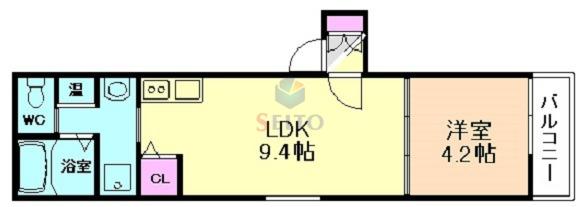 アルカサル吹田(1LDK/1階)の間取り写真