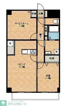 フルセイル橋本V(1SLDK/7階)の間取り写真