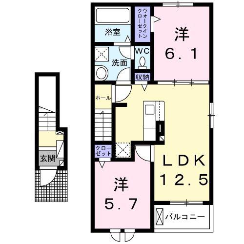 ジュピター(2LDK/2階)の間取り写真