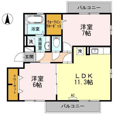 キャレ・メゾンIII(2LDK/3階)の間取り写真