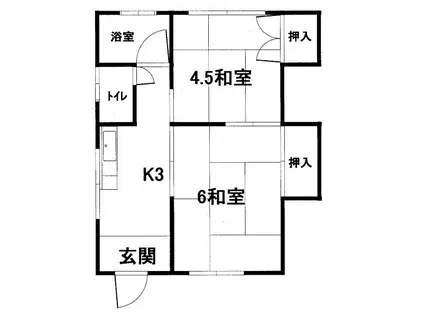 田中アパート(2K/1階)の間取り写真