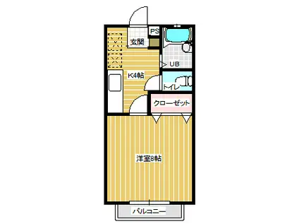 ハイライツ(1K/1階)の間取り写真