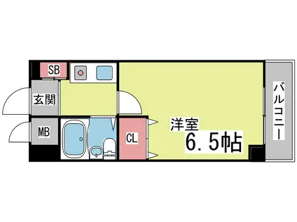 シャルムメゾン六甲道(1K/2階)の間取り写真