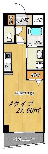 ジャルダン学研住道(ワンルーム/4階)の間取り写真
