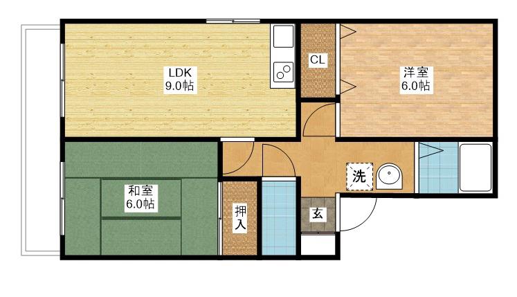 ハイツエンブレム(2LDK/2階)の間取り写真