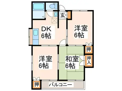 ビラ・プランタン(3DK/2階)の間取り写真