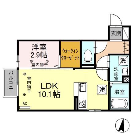 アドバンス 203(1LDK/2階)の間取り写真