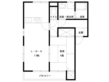 コーポサンロード C棟(1LDK/2階)の間取り写真