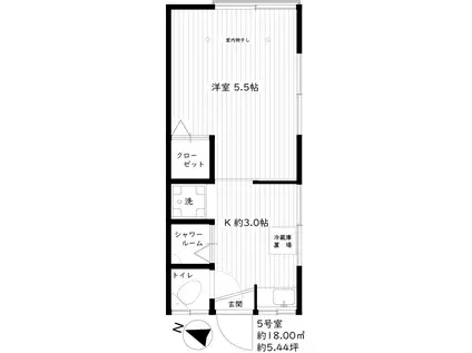 アサヒハウス(1K/1階)の間取り写真