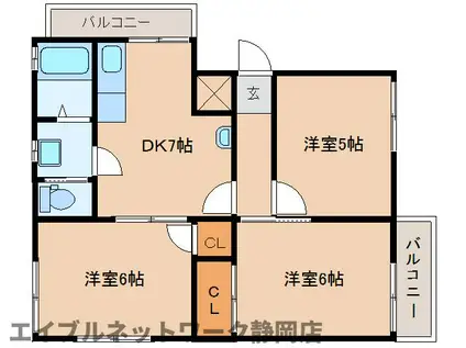 ファミール・石川 B(3DK/2階)の間取り写真
