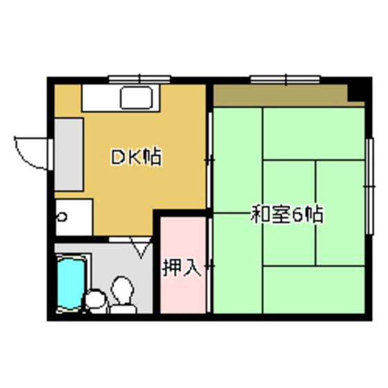 マンションかつみ(1DK/5階)の間取り写真