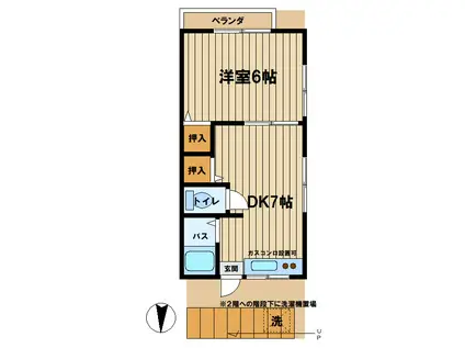 やよい荘(1DK/1階)の間取り写真