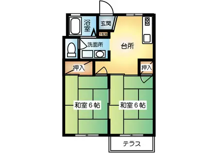 メゾンムラヤマ B棟(2DK/1階)の間取り写真