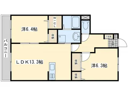 ヴェルデ21(2LDK/4階)の間取り写真