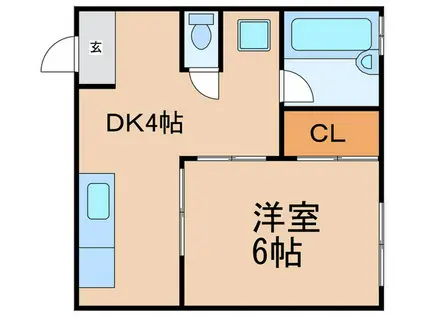 梅ケ枝マンションI(1DK/4階)の間取り写真