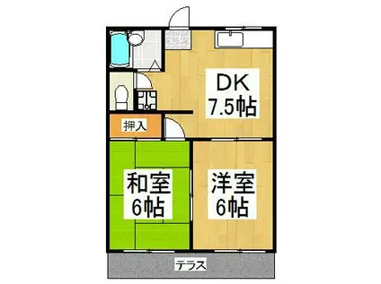 小俣コーポ(2DK/1階)の間取り写真