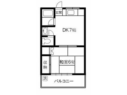 岡部コーポ(1DK/2階)の間取り写真