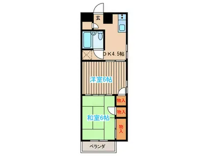 福室マンション(2DK/5階)の間取り写真